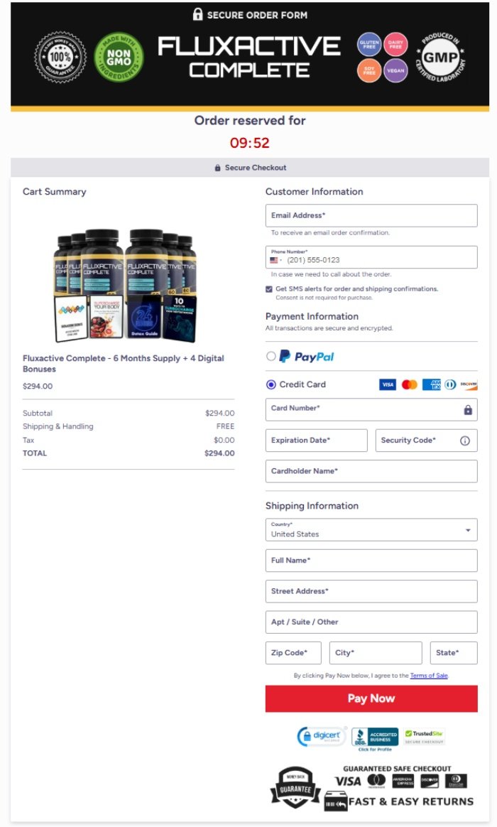 Fluxactive Official Website Secure Order Page
